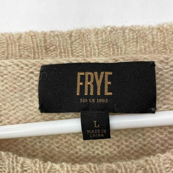 FRYE 100% Shetland Wool Women's Size L Pullover Sweater Beige - Picture 3 of 6
